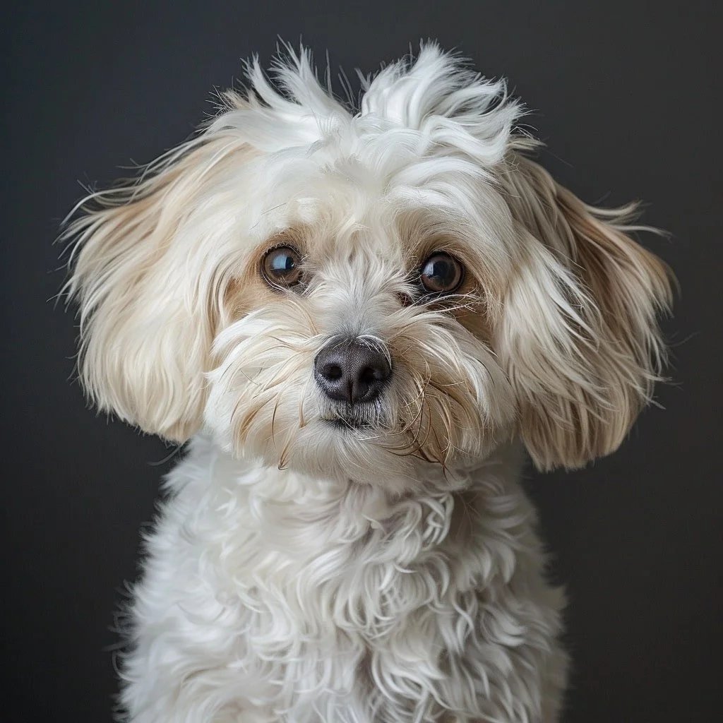 Foto eines erwachsenen Maltipoo von vorne